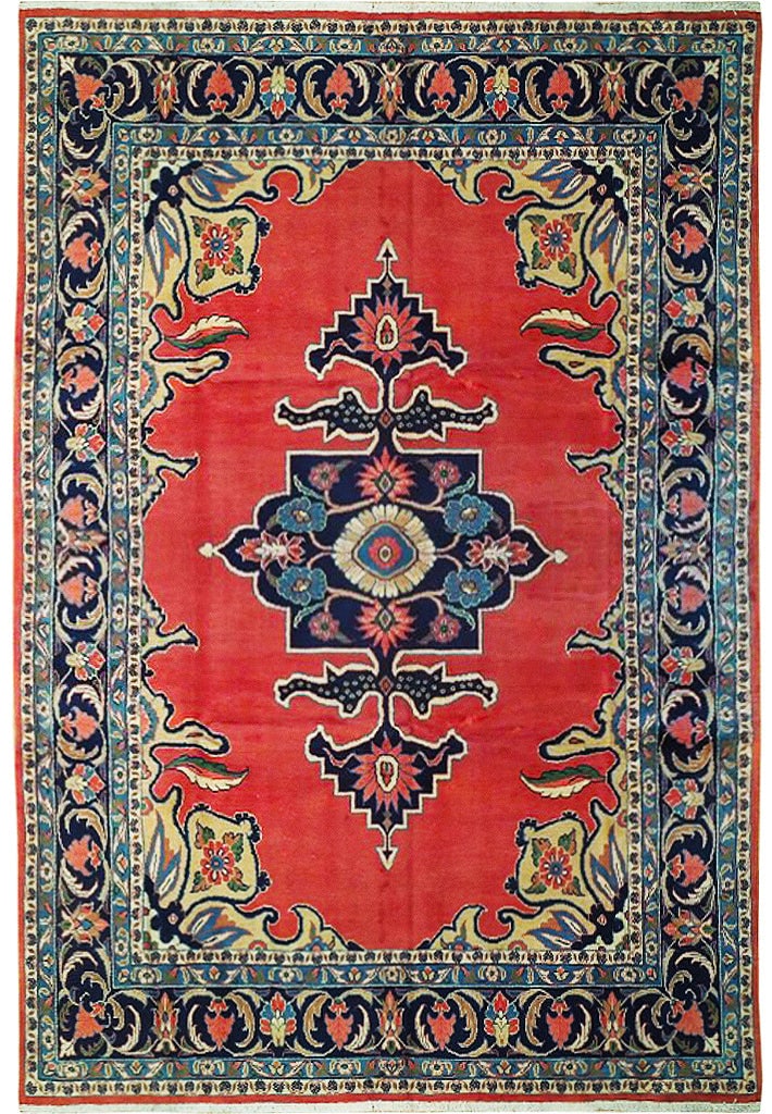 Handcrafted 7' x 10' 5" Coral Red Fine Wool Persian Sarouk Rug (1 of 6)