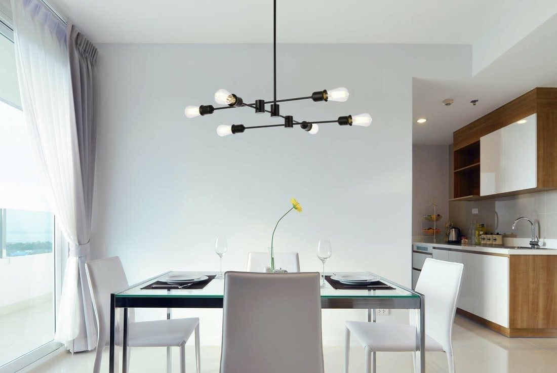 Xavier 6-Light Black Modern Adjustable Pendant Chandelier for Dining or Living Room (1 of 8)