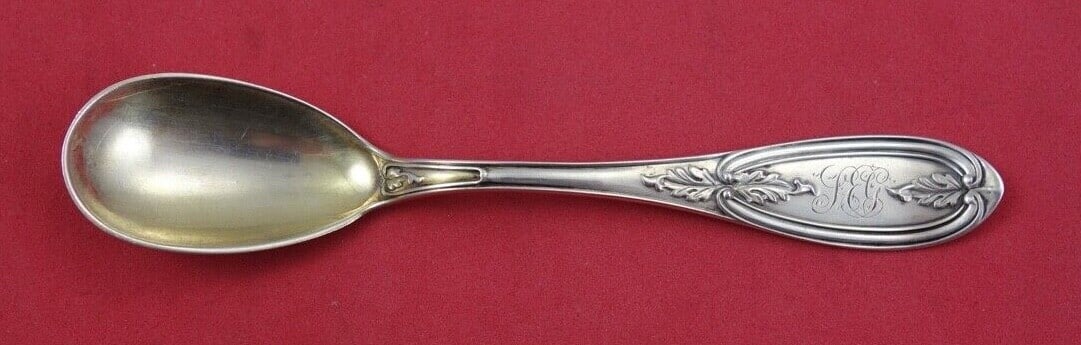 F W Cooper Olive Pattern Sterling Silver Egg Spoon 4 3/4 in (1 of 2)