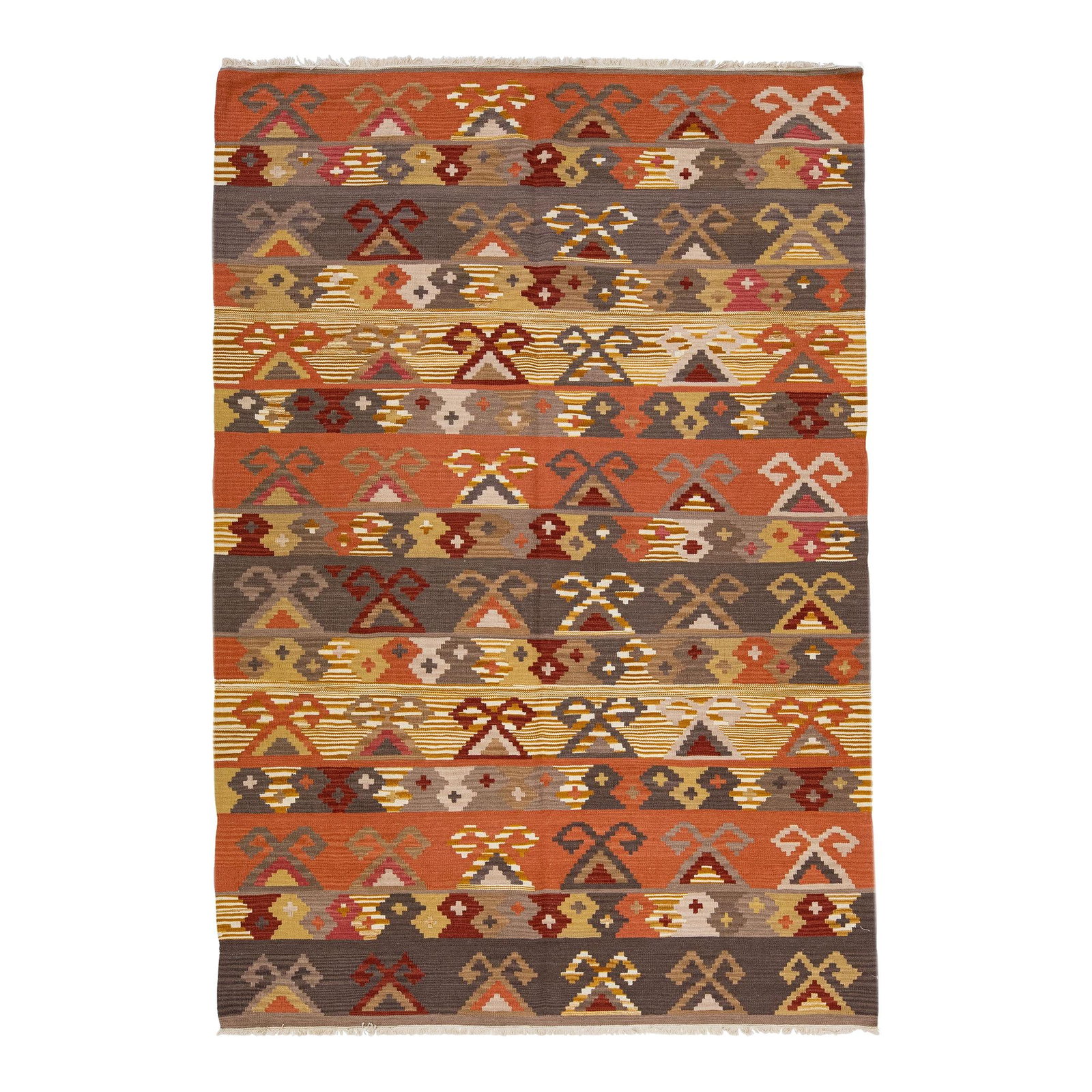 Modern Kilim Handmade Wool Rug 6'8 x 9'10 Multicolor Geometric Design (1 of 7)