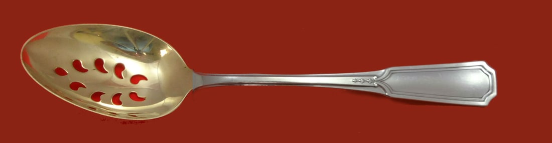 Alvin Sterling Silver Florence Nightingale Slotted Serving Spoon 9-Hole 8 1/4" (1 of 1)