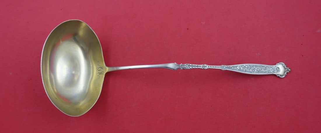 Whiting Dresden Sterling Silver Gold Washed Bouillon Ladle 9" (1 of 2)