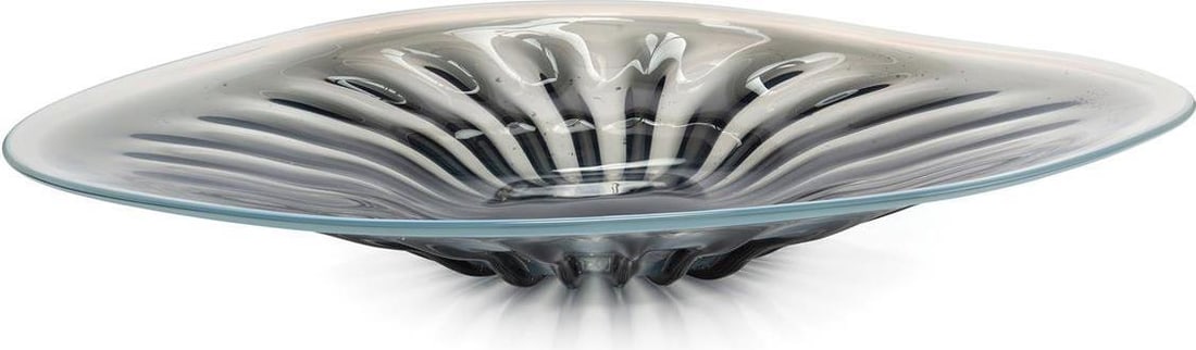 John-Richard Contemporary Blue White Hand-Blown Glass Charger 37.50W (1 of 3)
