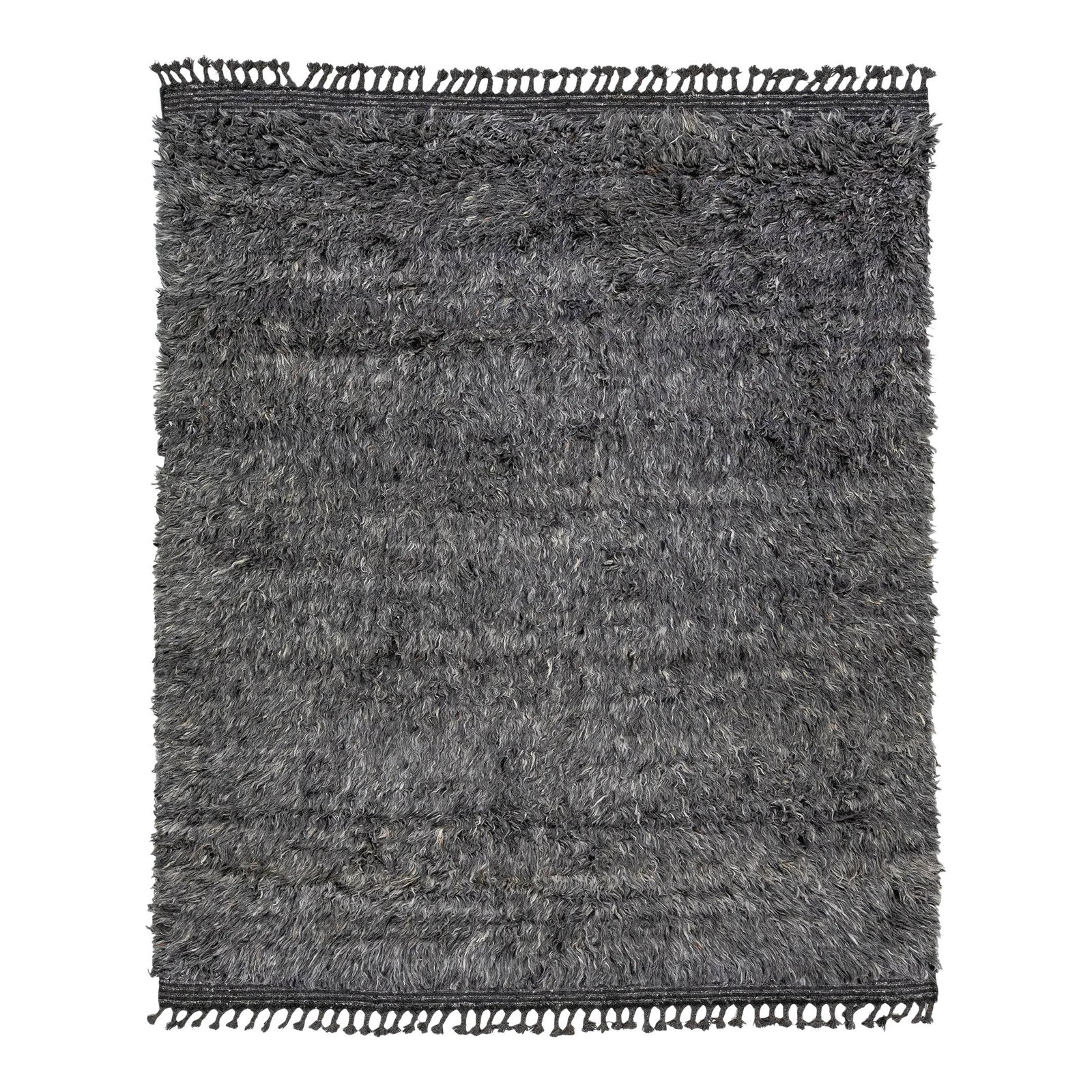 Chic Hand-Knotted Modern Tulu Moroccan Wool Rug 8'2" x 10'3" Charcoal (1 of 7)