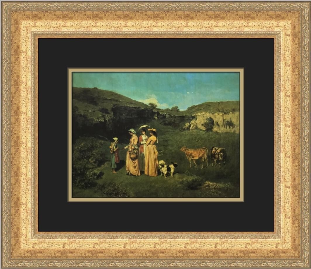 Gustave Courbet Young Ladies from the Village Custom Framed Print 17 x 19 (1 of 2)