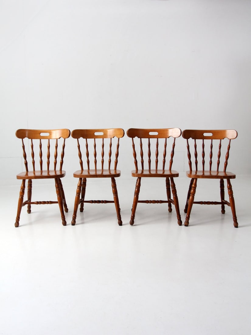 Set of 4 Vintage Pub Style Dining Chairs with Spindle Backs (1 of 13)