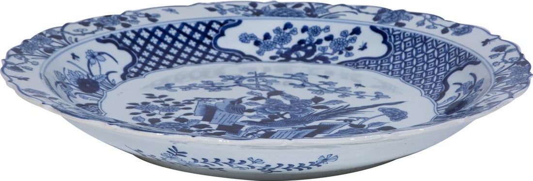 Handcrafted Chinoiserie Blue White Ceramic Plate with Pheasant Design (1 of 4)