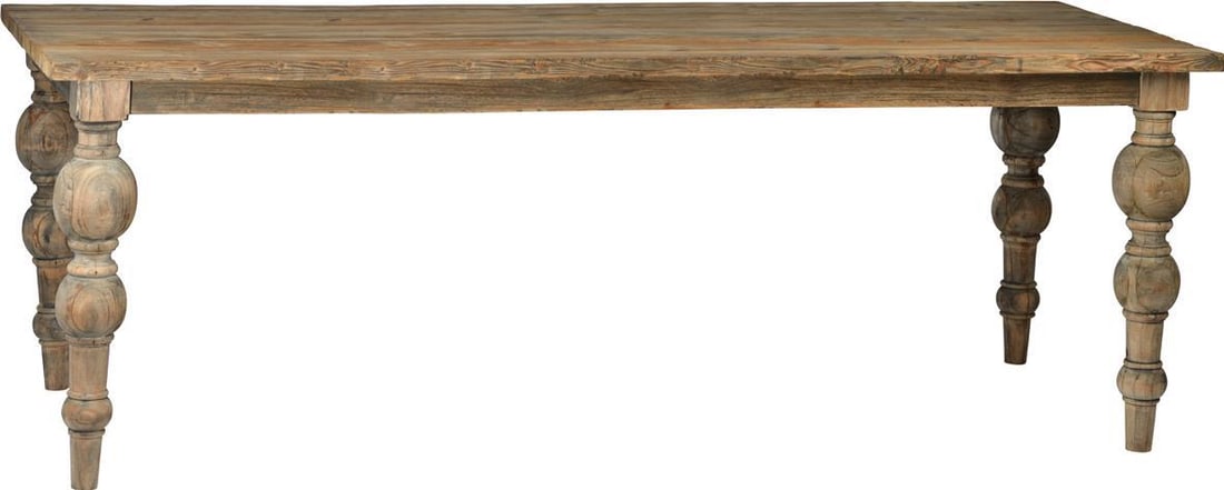 Campbell Antique Style Dining Table Reclaimed Mindi Wood Farmhouse Design (1 of 1)