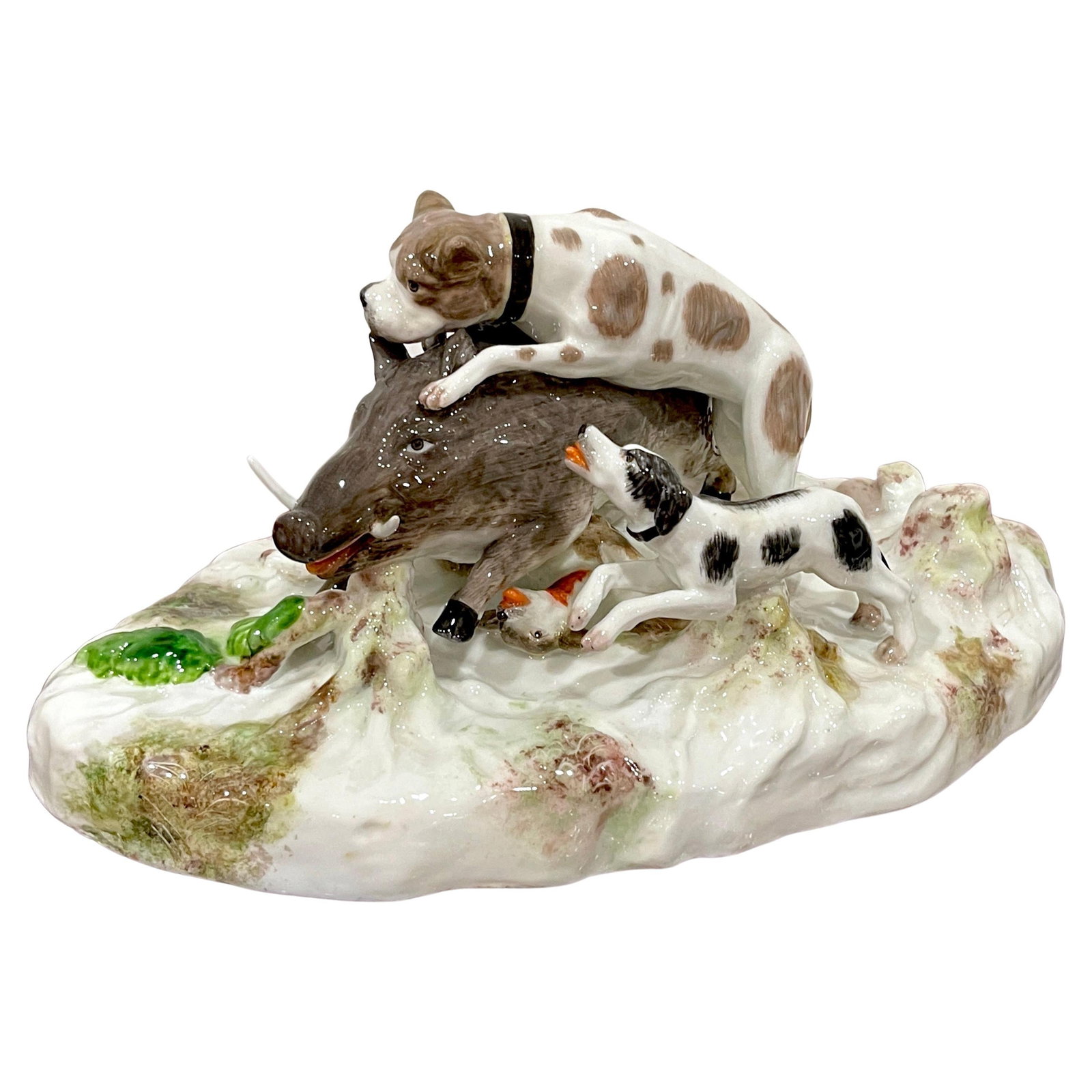 18th Century Hochst Porcelain Wild Boar with Dogs Group (1 of 17)