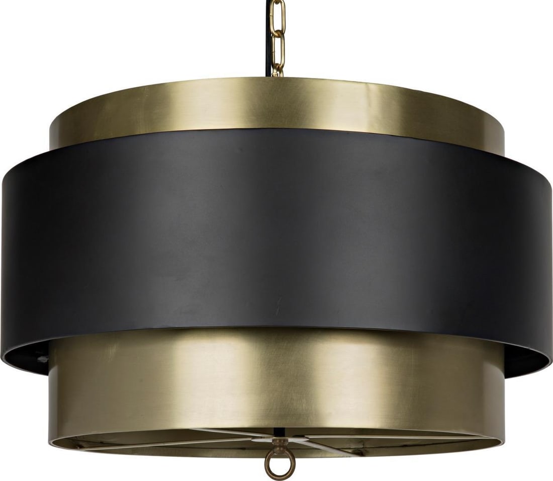 Noir Demetrius Industrial Pendant Light Brass Matte Black (1 of 1)