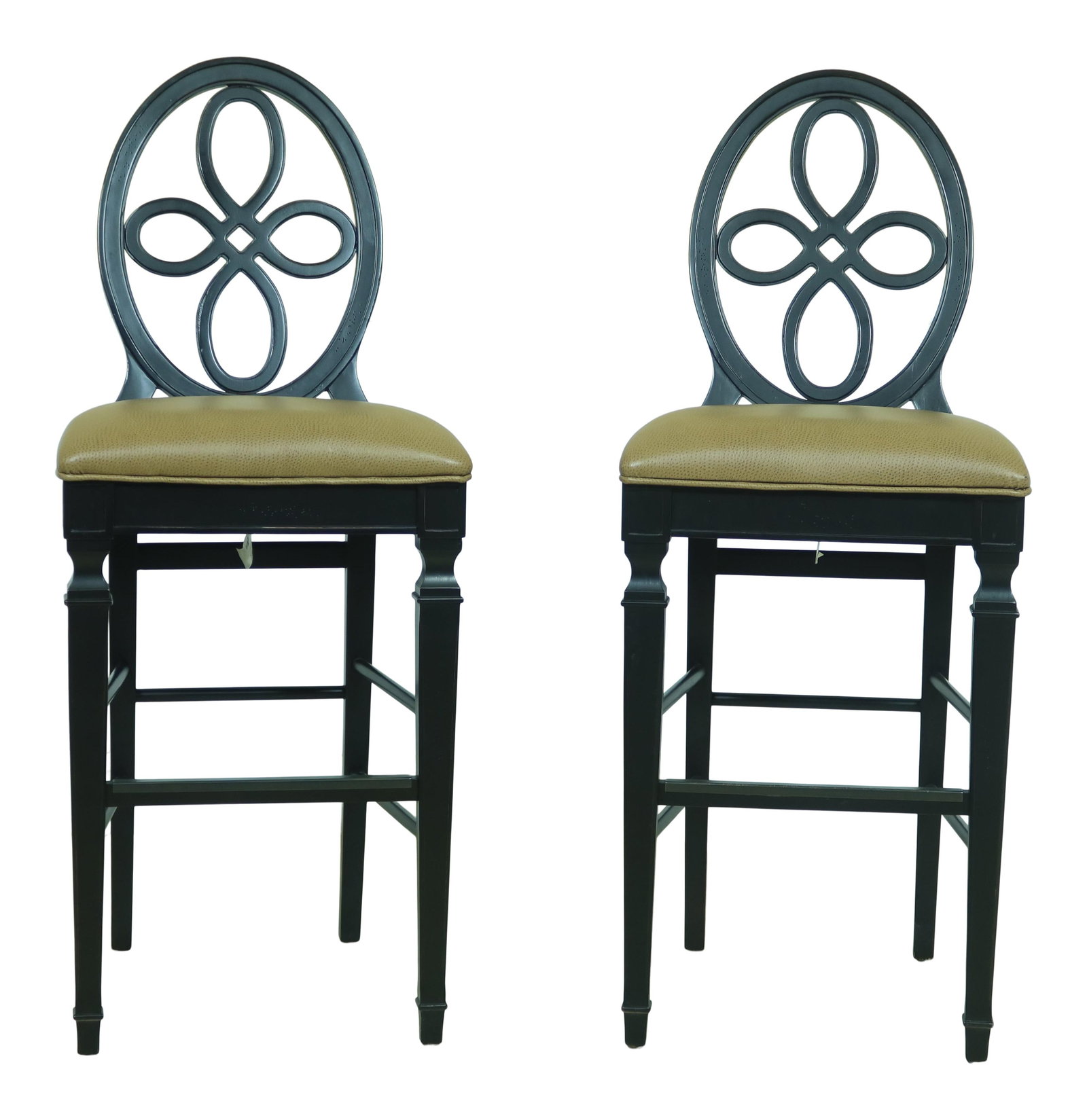 Stylish Pair of Italian-Style Black Bar Stools with Leatherette Seats (1 of 10)