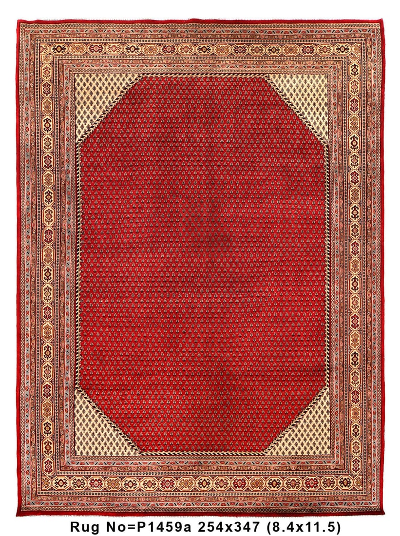 8.4 x 11.5 Old Persian Mir Saraband Herati Area Rug Wool (1 of 8)
