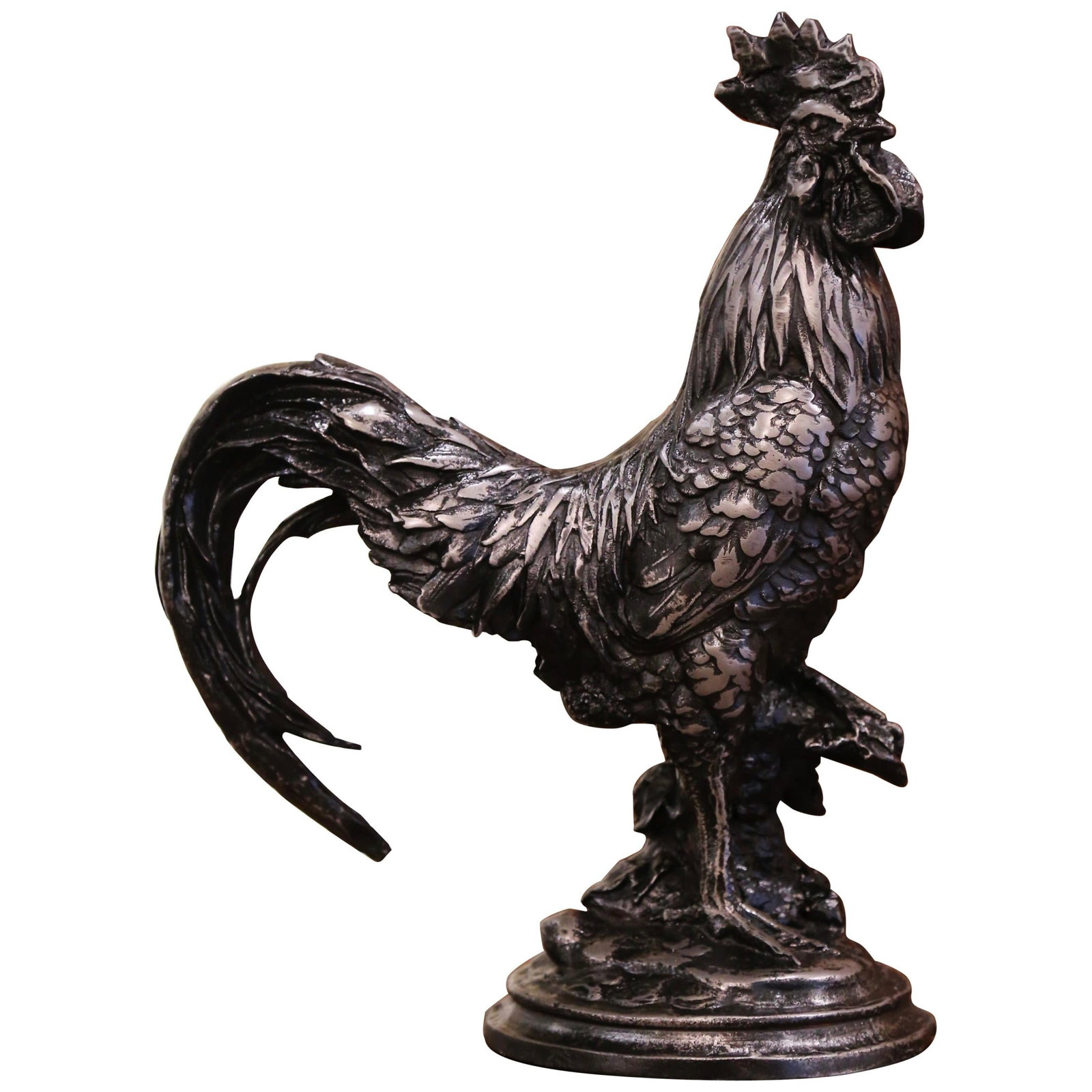 Antique French Iron Rooster Sculpture 20th Century Kitchen Decor (1 of 11)