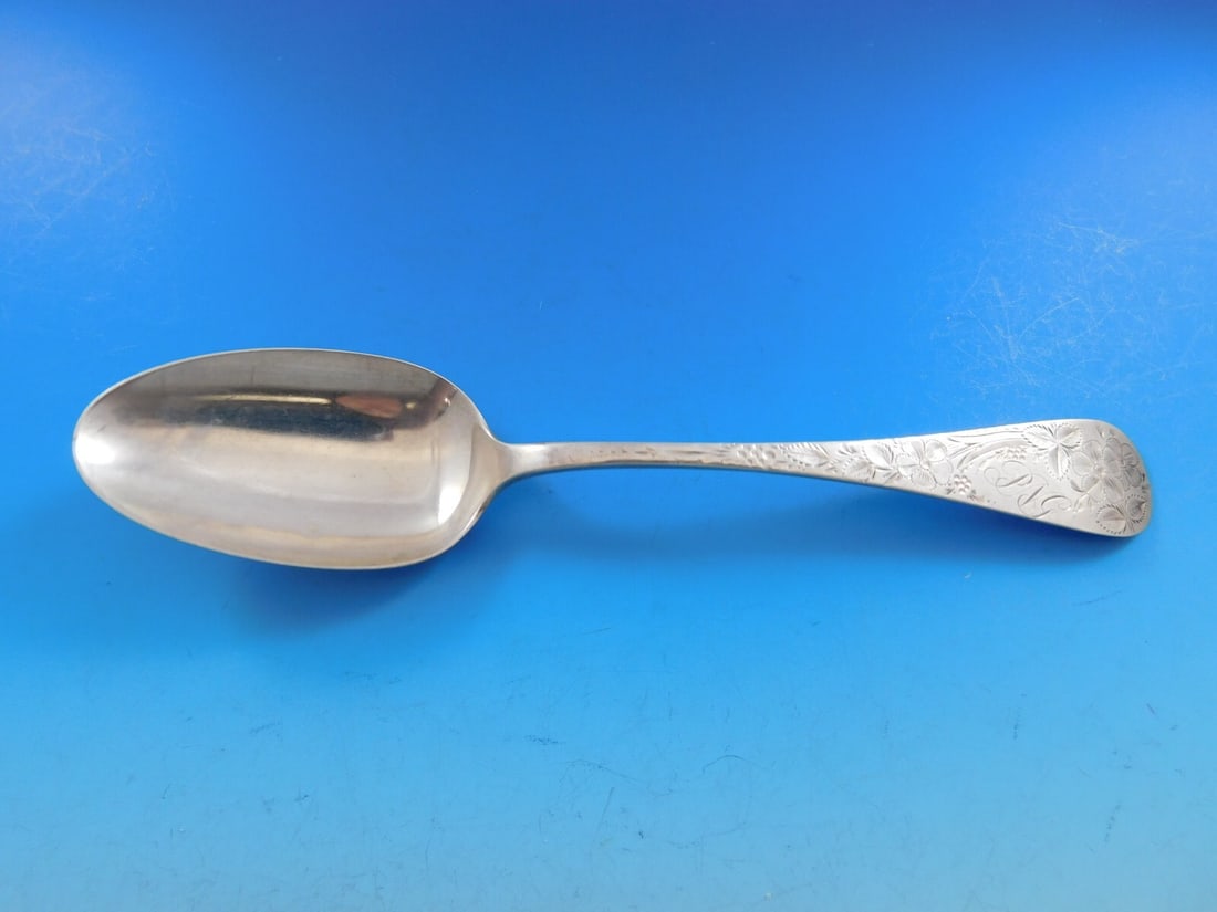 Bailey Banks & Biddle Brite Cut Sterling Silver Serving Spoon 8 1/8 Vintage (1 of 4)