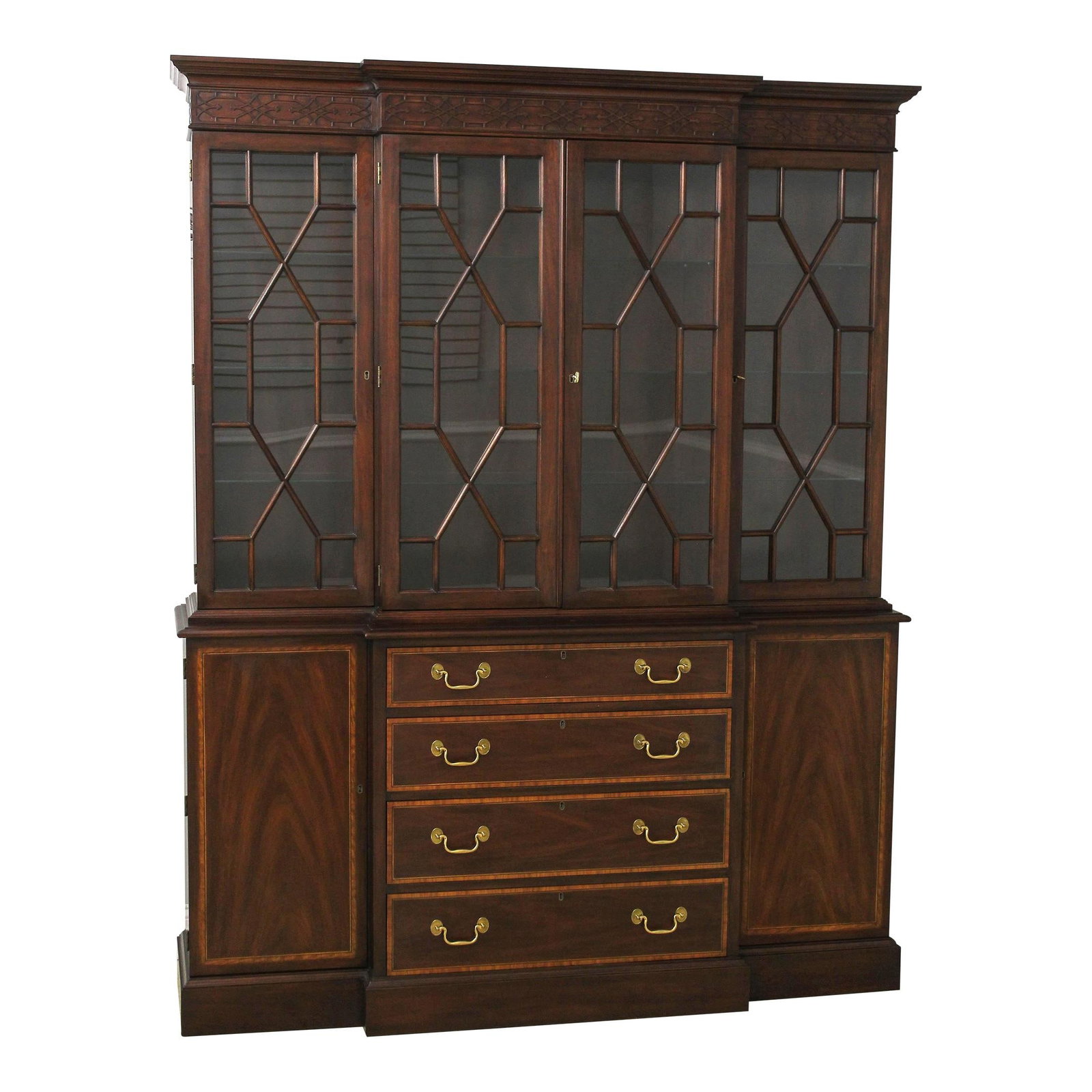 Henkel Harris Chippendale Mahogany Breakfront Model 2365 with Adjustable Shelves (1 of 10)