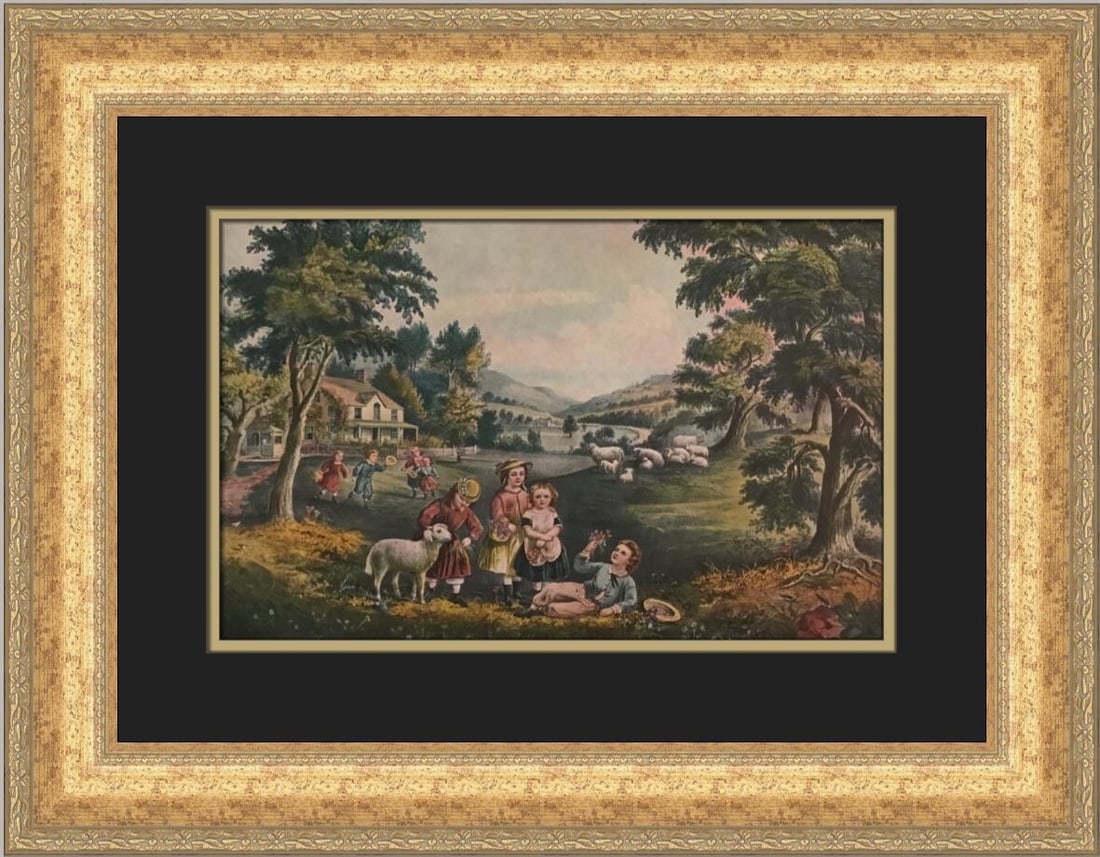 Currier & Ives Four Seasons of Life Childhood Framed Print 1952 (1 of 2)