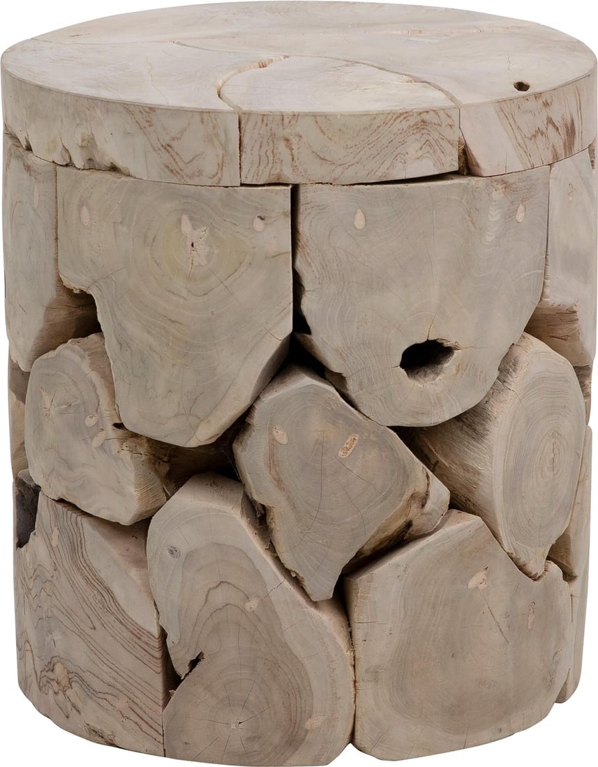 Briar Collection Round Bleached Teak Side Table: Briar Collection Round Bleached Teak Side Table This elegant round side table is designed to enhance the aesthetic of modern homes. Featuring a beautiful bleached teak finish, it combines the warmth o