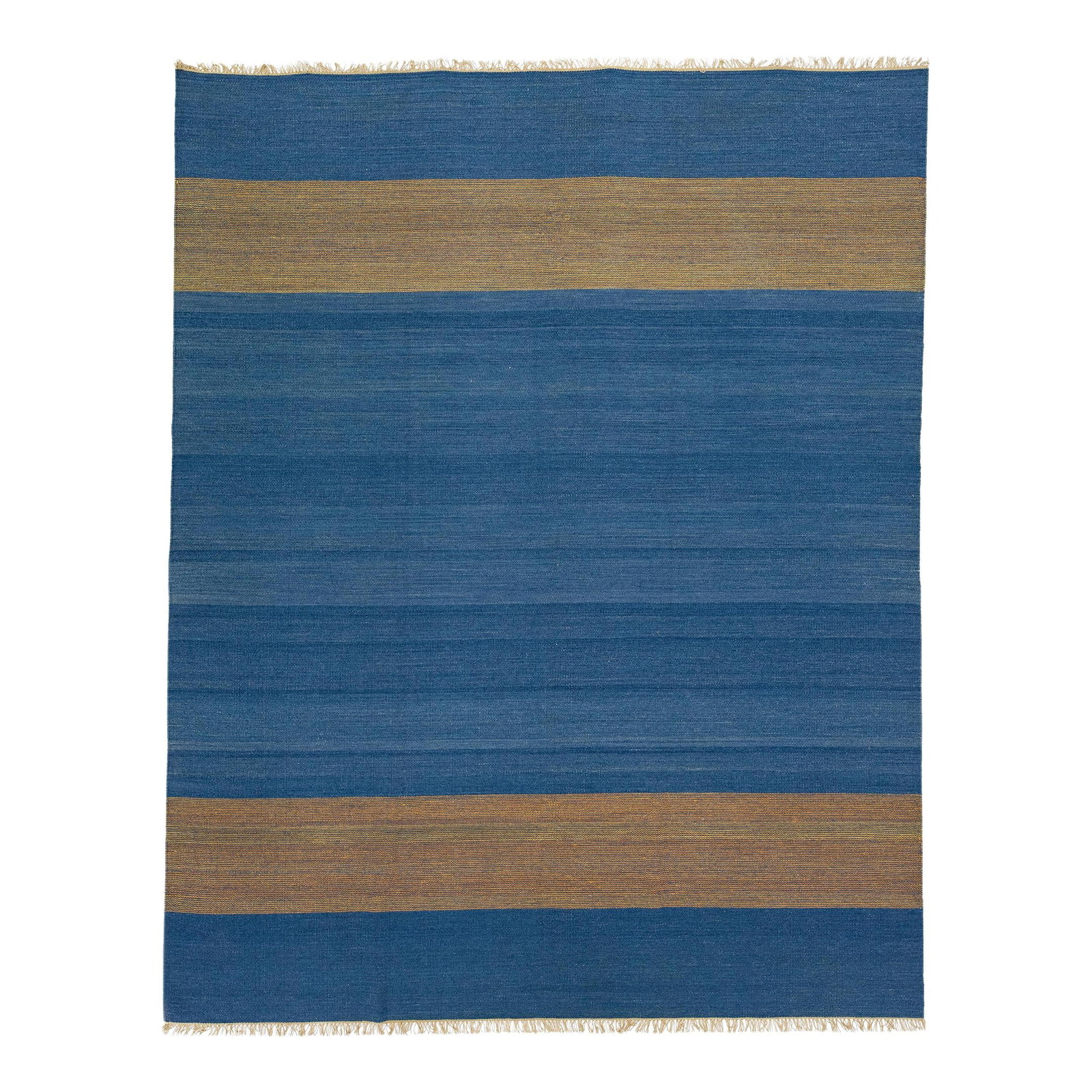 Contemporary Blue Wool Kilim Flatweave Rug 7'10 x 9'10 Minimalist Design (1 of 7)