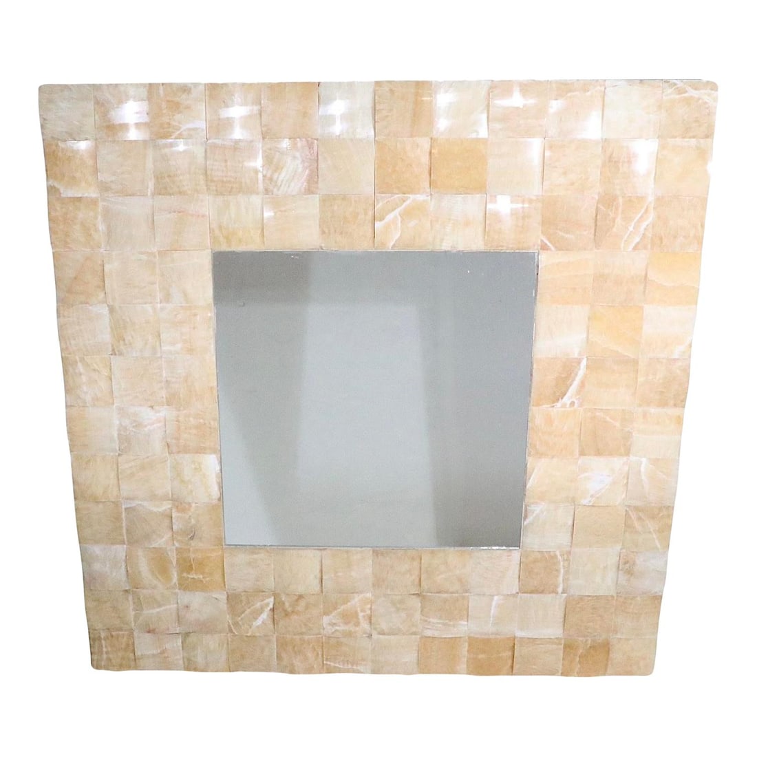 Large Sand Faux Horn Mosaic Wall Mirror 48" (1 of 10)