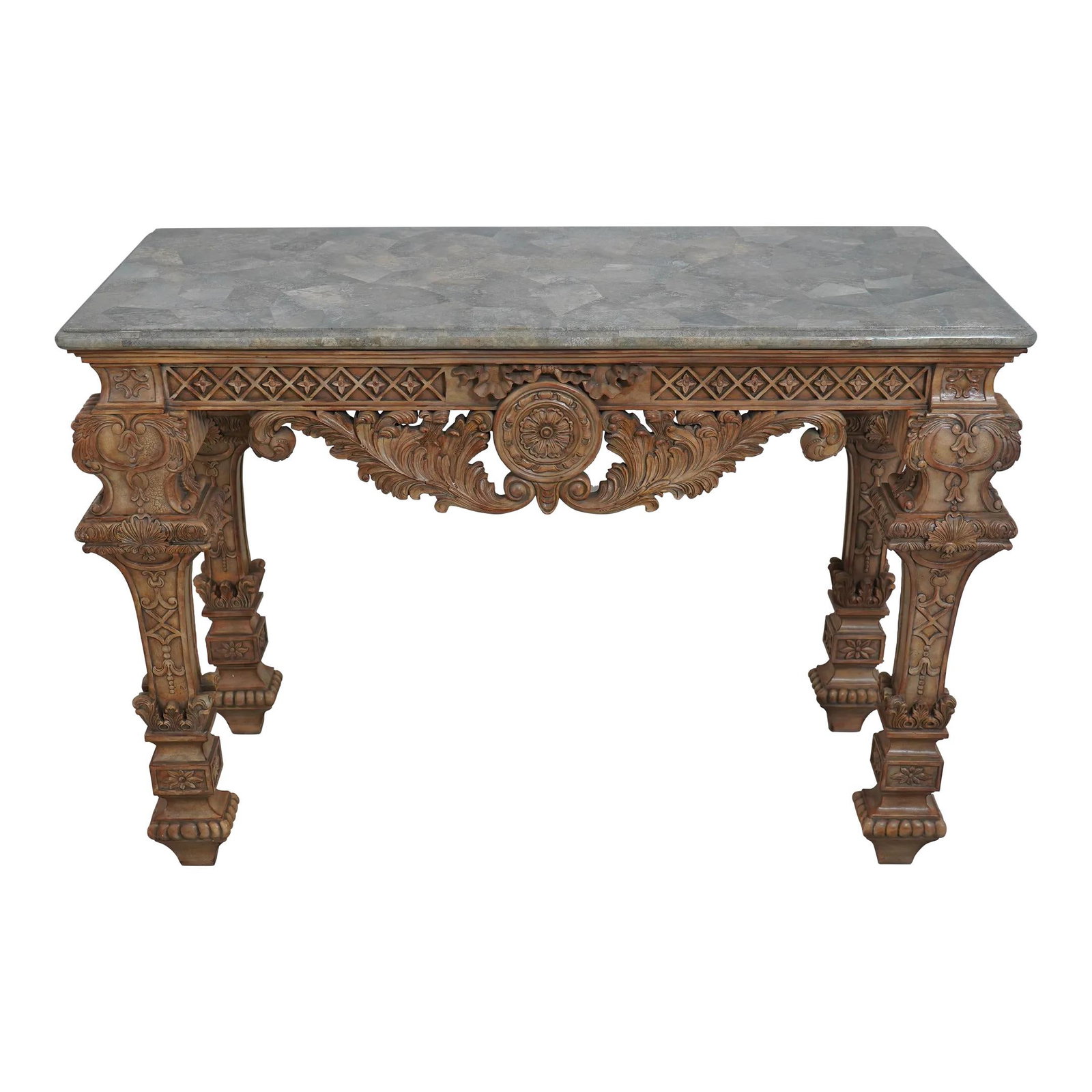 Maitland Smith Georgian Console Table with Fossil Marble Overlay (1 of 10)