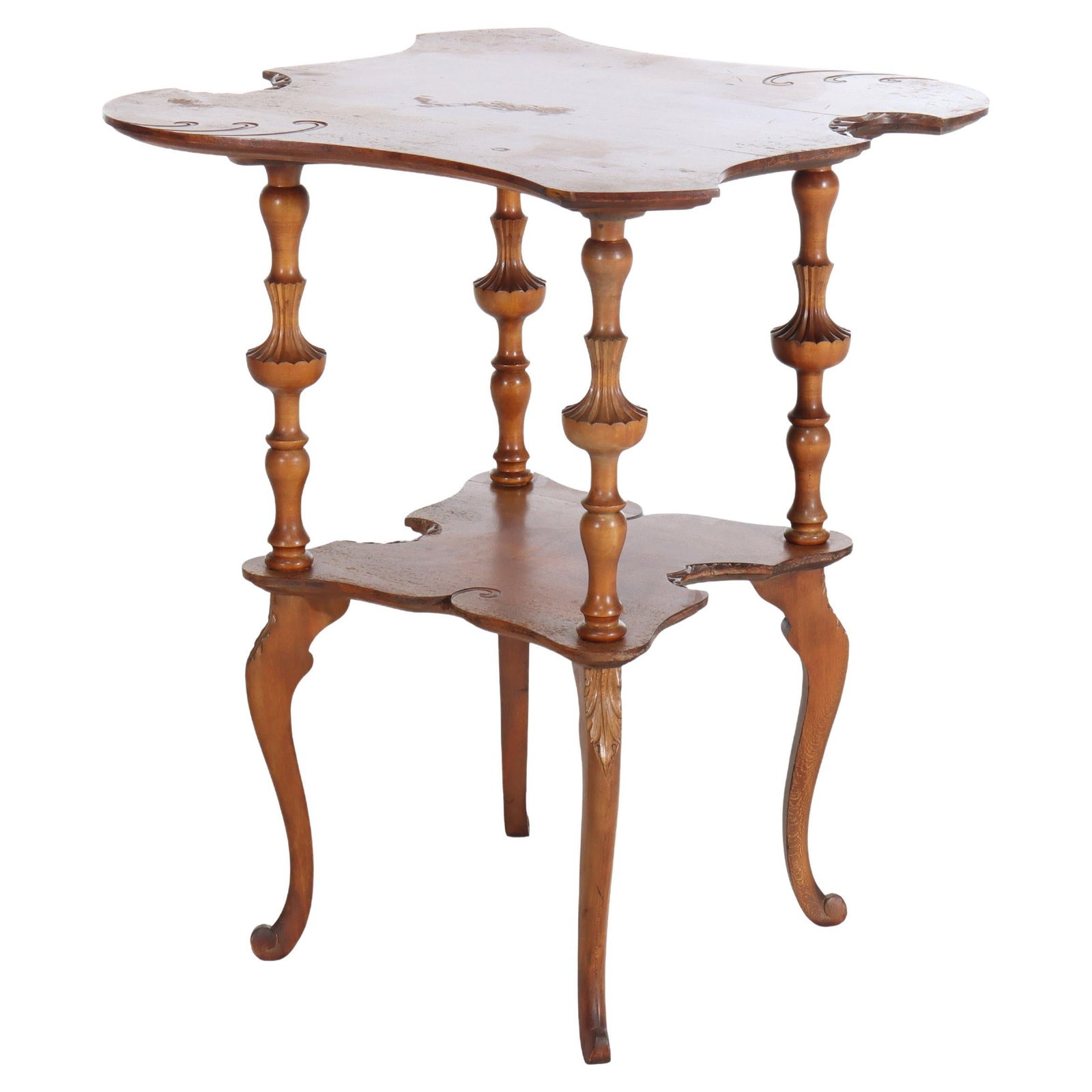 Mahogany Parlor Table with Scroll Carvings Painter's Palette Shape Circa 1890 (1 of 18)