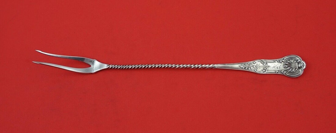 Whiting Old King Sterling Silver Twisted Pickle Fork 8 1/4 inches (1 of 2)