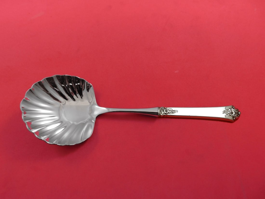 Royal Crest Castle Rose Sterling Silver Berry Spoon Custom Shell Bowl 10 3/8in (1 of 3)