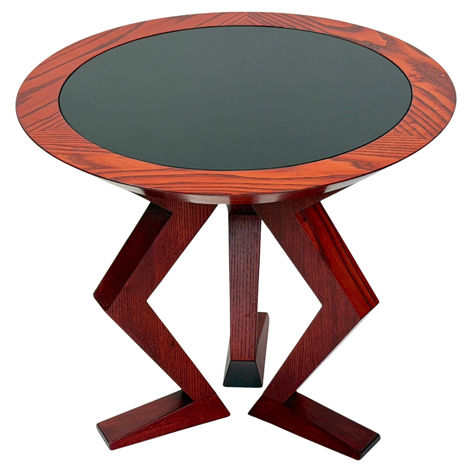 Postmodern Gepetto Side Table by Stanley Jay Friedman for Brueton Red Ash Black Glass (1 of 10)