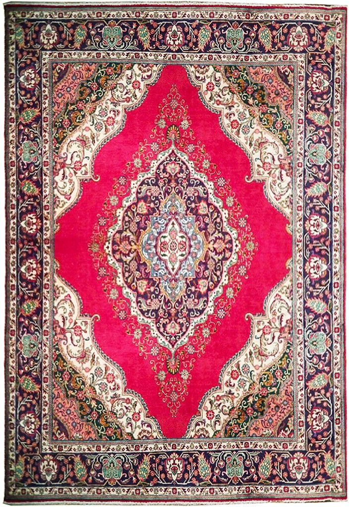 9.8 x 12.8 Semi Antique Persian Sarouk Rug Red Pink Handmade (1 of 6)