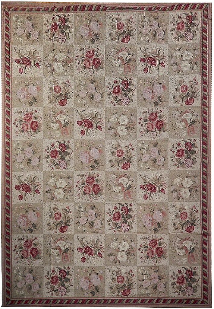 10' x 14' Beige Handcrafted Needlepoint Flat Weave French Area Rug (1 of 7)