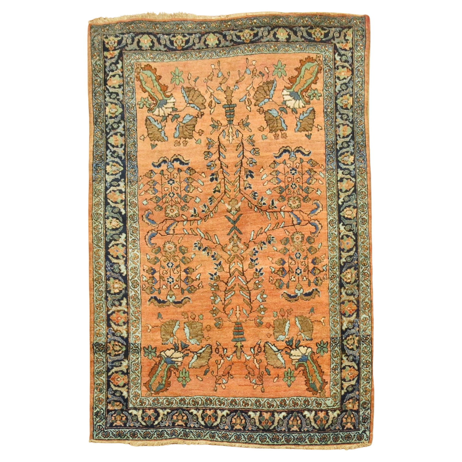 Early 20th Century Mohajeran Sarouk Persian Wool Rug 41 x 55 Inch Terracotta Field (1 of 8)