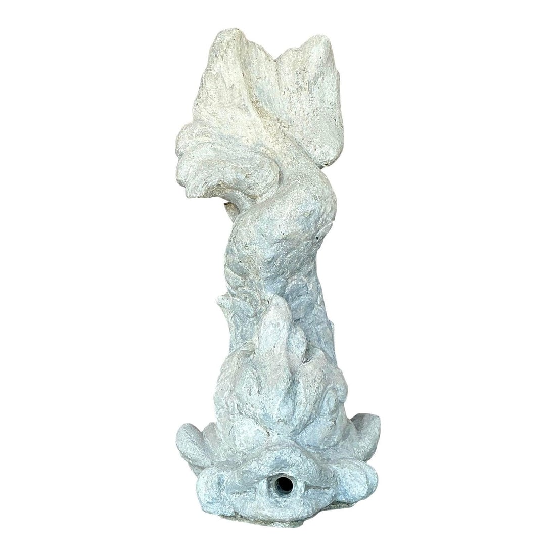 Vintage Mid 20th Century Regency Cast Concrete Koi Fountain Garden Ornament: Vintage Mid 20th Century Regency Cast Concrete Koi Fountain Garden Ornament Enhance your garden or outdoor space with this exquisite Mid 20th Century Regency Cast Concrete Koi Fountain. This vintage o