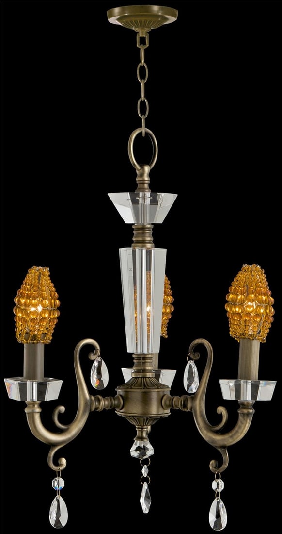 Dale Tiffany Prato Brass Crystal Bowl Chandelier 15H 12W 12L (1 of 1)