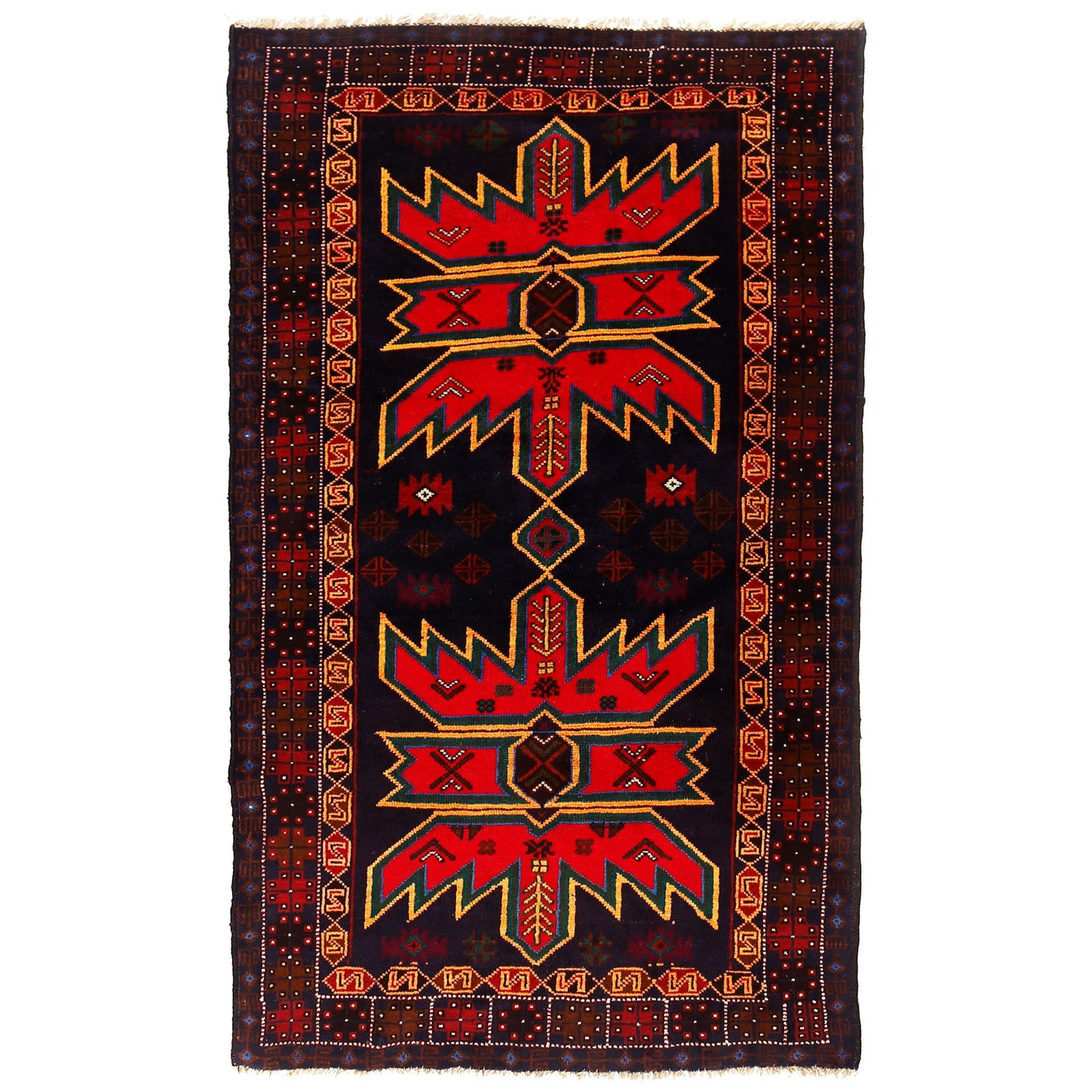 3.6 x 6.3 Hand-knotted Black Tribal Baluch Rug from Pakistan (1 of 6)