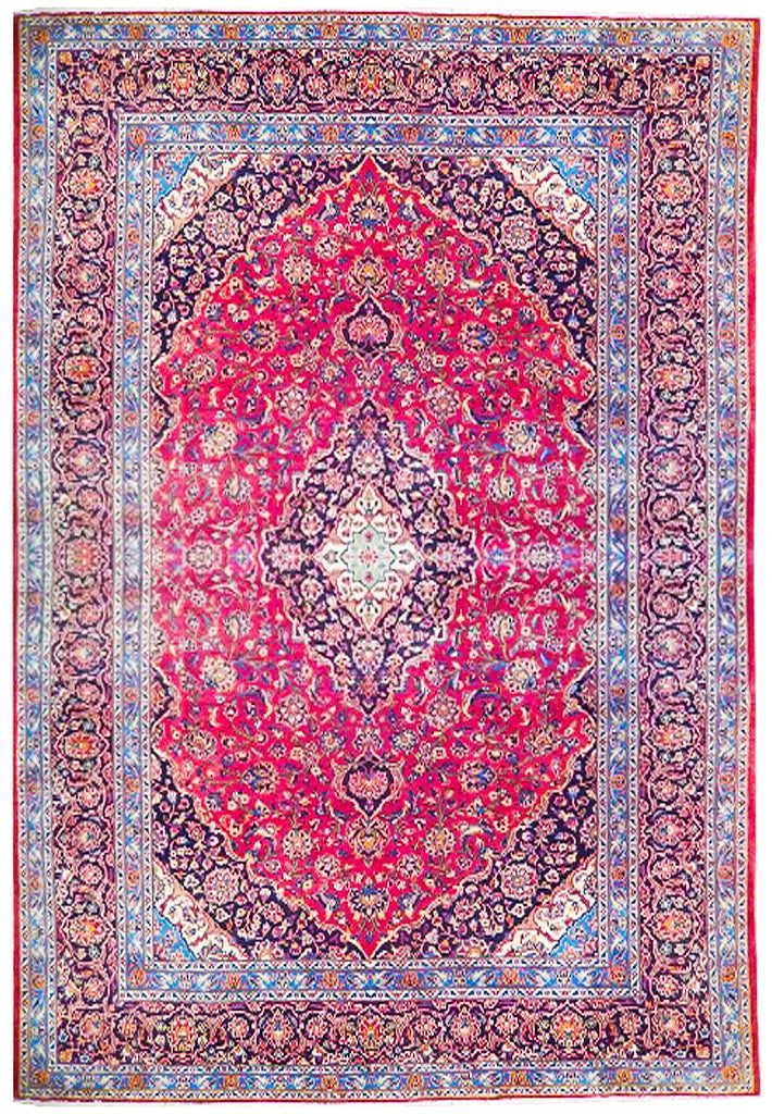 Stunning 9.7 x 14 Red Semi-Antique Persian Kashan Carpet Handmade in Iran (1 of 7)