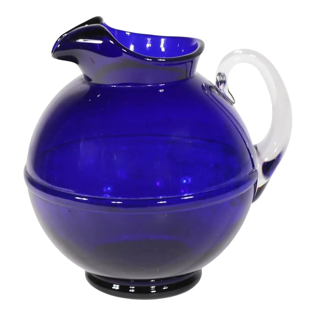 1930s Cambridge Glass Art Deco Cobalt Blue Ball Pitcher (1 of 7)