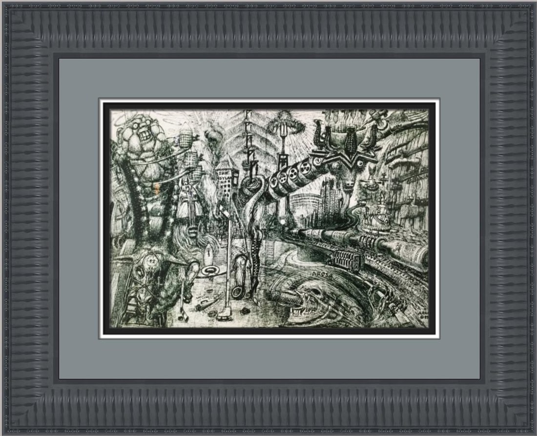 H.R. Giger Bier Kreig Custom Framed Surrealism Print 2001 (1 of 2)