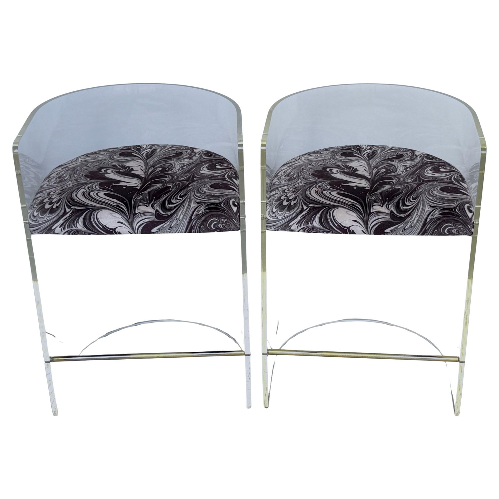 Set of 2 Charles Hollis Jones Lucite Barrel-Back Counter Stools (1 of 12)
