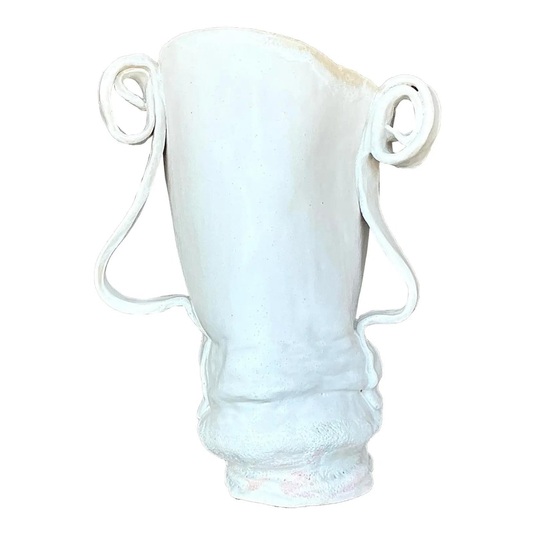 Abstract Vintage Studio Pottery Ribbon Vase Ivory 11.75" Tall (1 of 10)