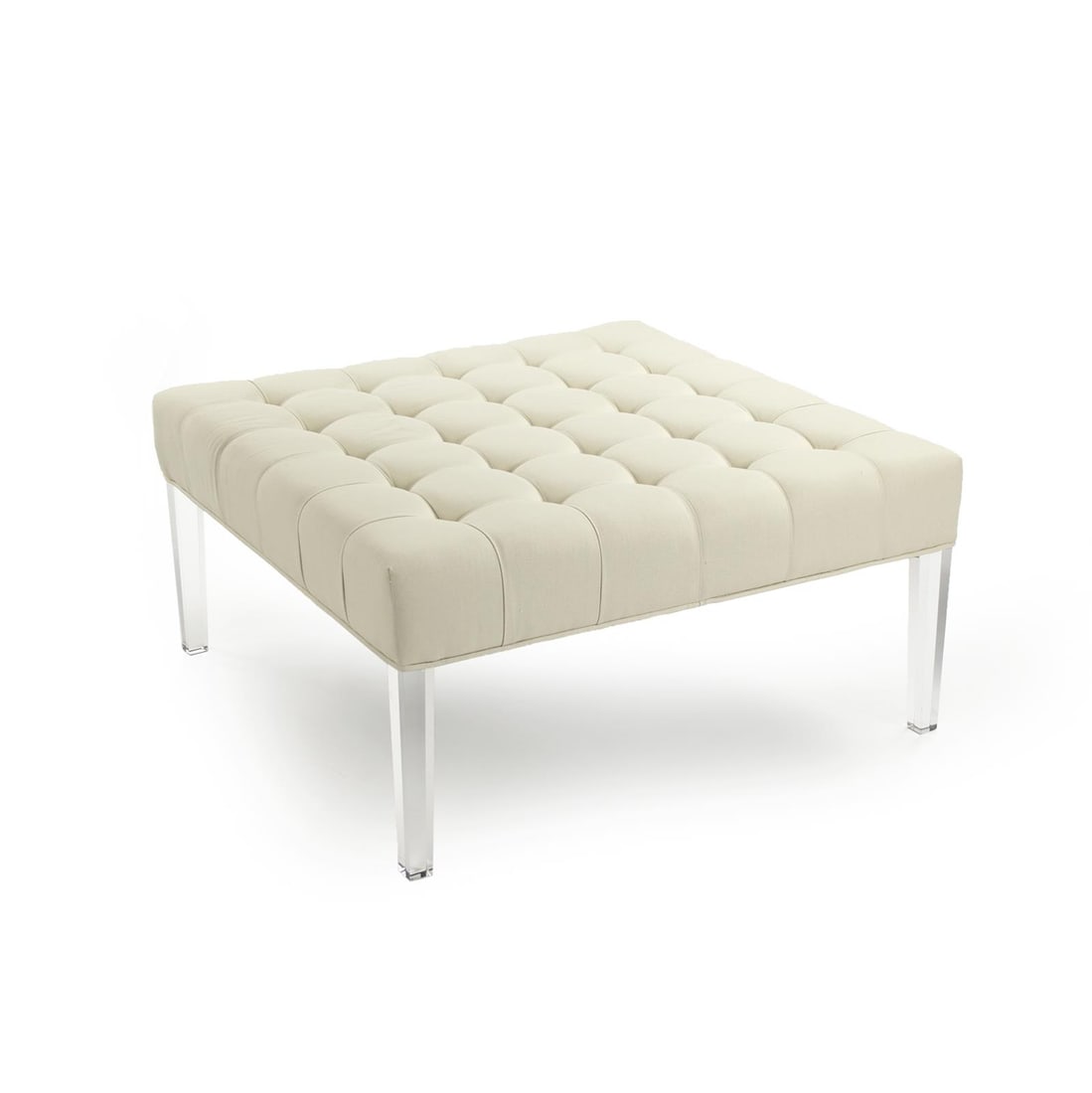 Zentique Raylen Cream Transparent Ottoman 38.5x38.5 Transitional Style (1 of 5)
