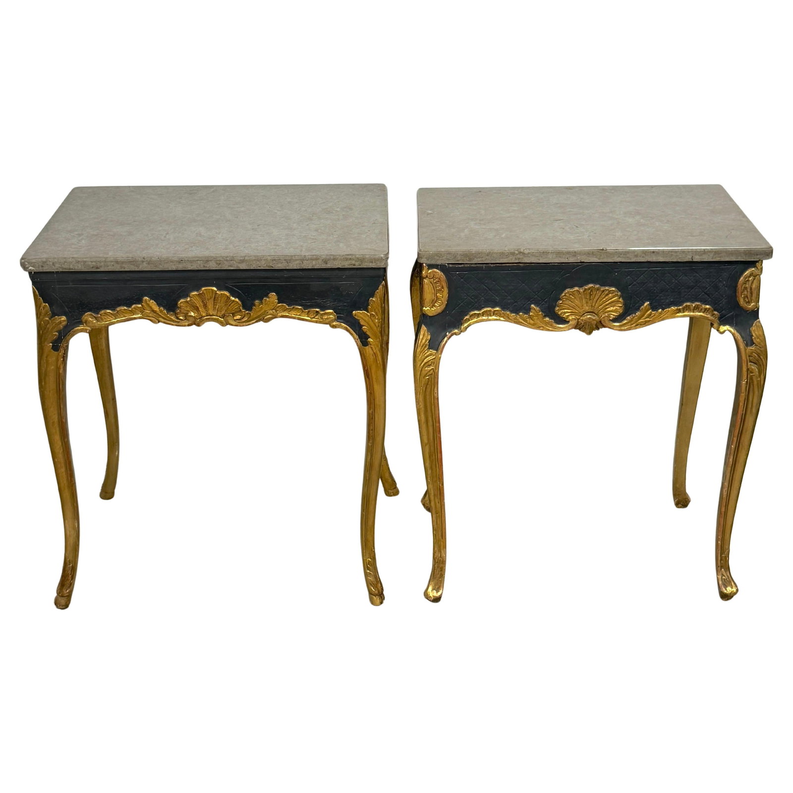 Set of 2 18th Century Italian Neoclassical Gilt Polychromed Marble Tables (1 of 17)