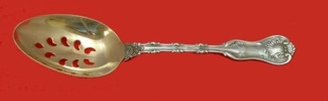 Whiting Imperial Queen Sterling Silver Slotted Spoon 9-Hole 8.5 Inch: Whiting Imperial Queen Sterling Silver Slotted Spoon 9-Hole 8.5 Inch Discover the elegance of the Imperial Queen pattern with this exquisite sterling silver slotted serving spoon by Whiting. Custom ma