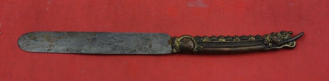 Japanese Dessert Knife Copper Gold Bronze Titan Dragon 8 1/4" (1 of 2)
