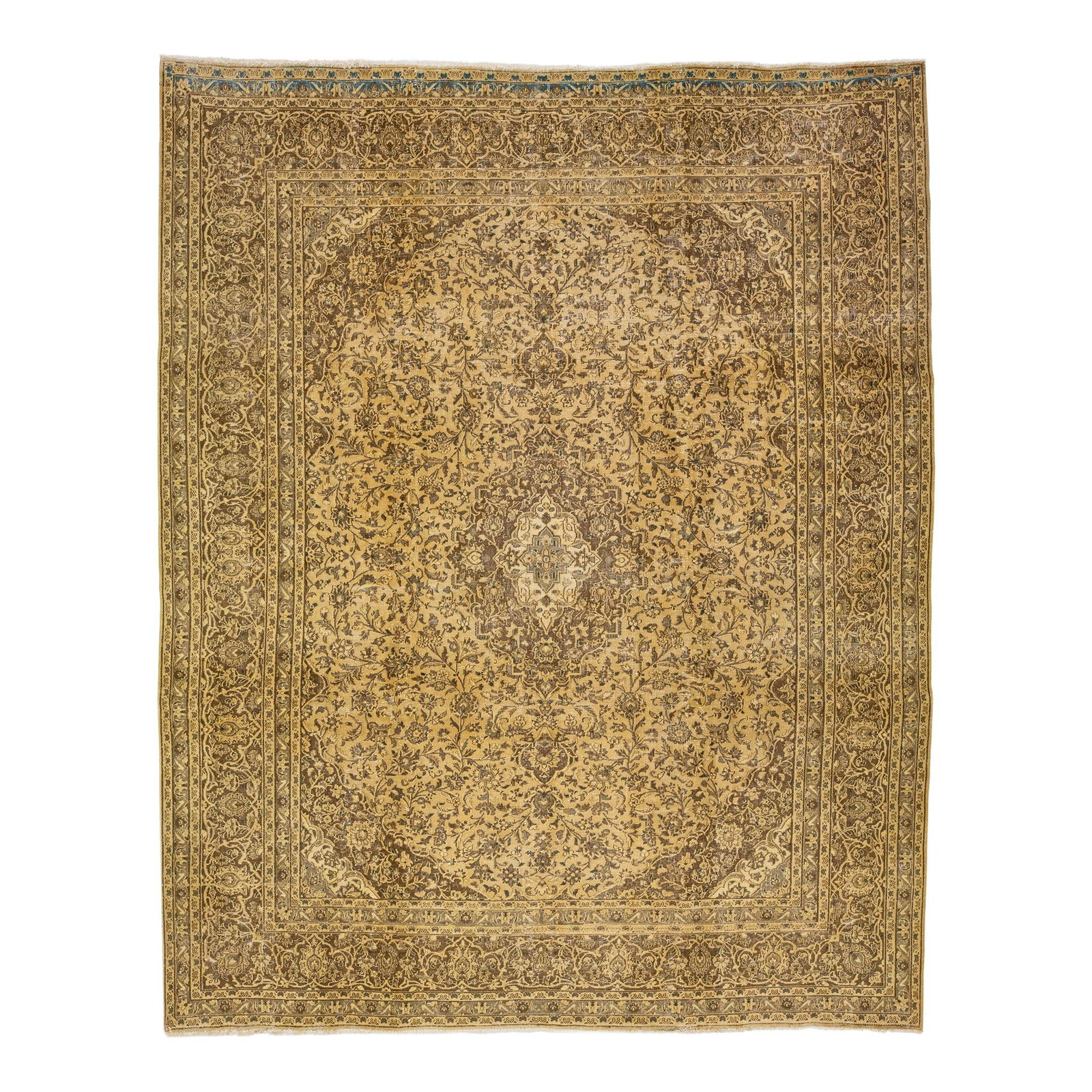 1960s Handmade Persian Tabriz Wool Rug Ivory Medallion 9'10 x 12'2 (1 of 7)