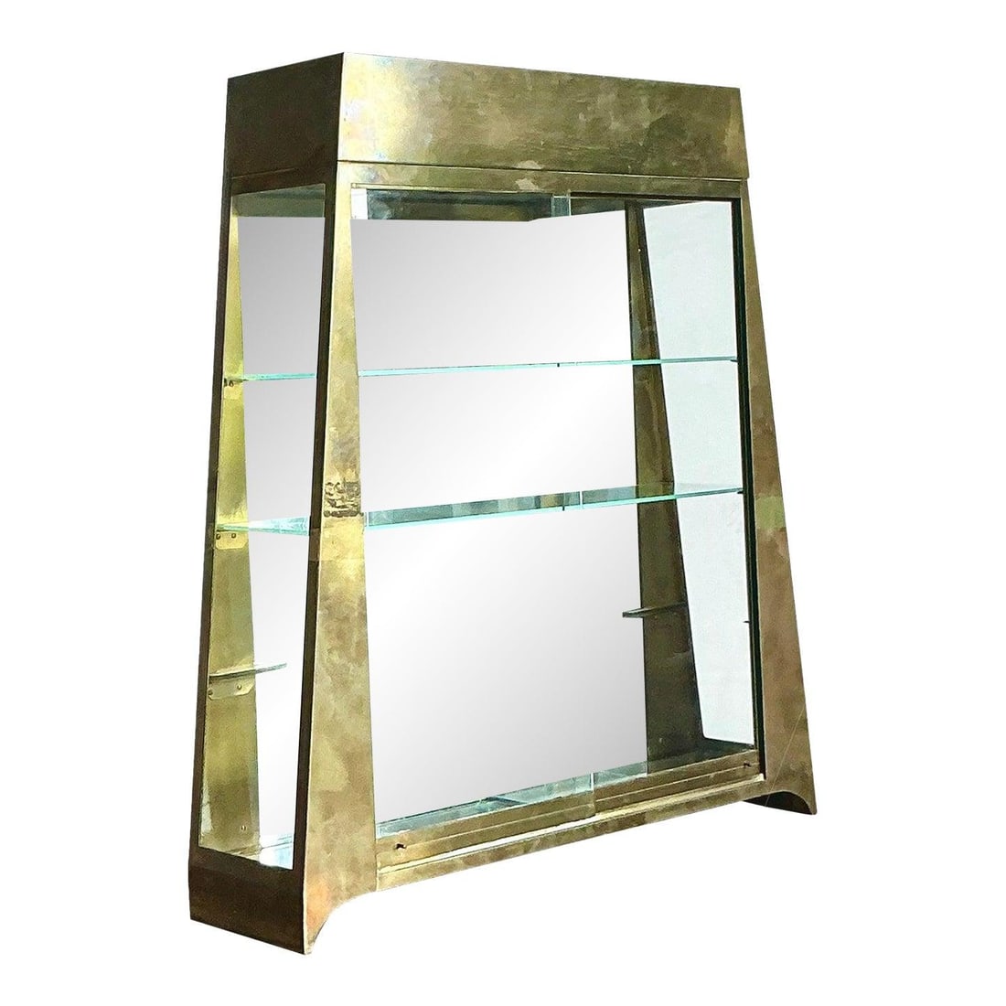 Vintage Brass Etagere Cabinet Art Deco Style 39"W x 10"D x 46"H (1 of 10)