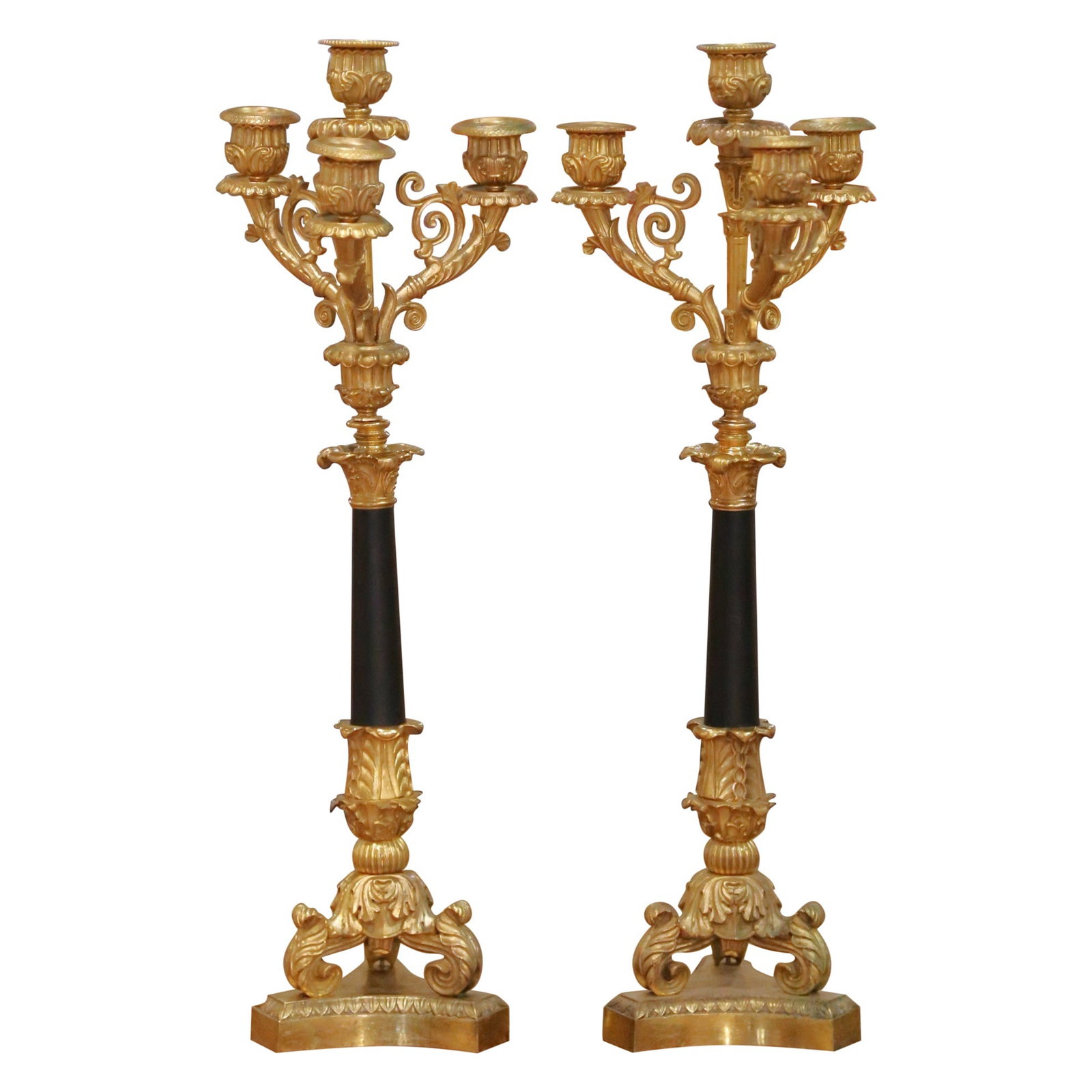 Set of 2 19th Century French Empire Bronze Patinated Brass Candelabra (1 of 10)