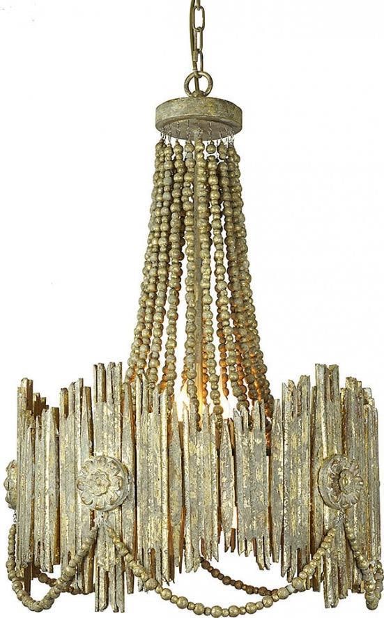 Provence Home Antique Style Gold Wood Bowl Chandelier 28H 20.5W (1 of 1)