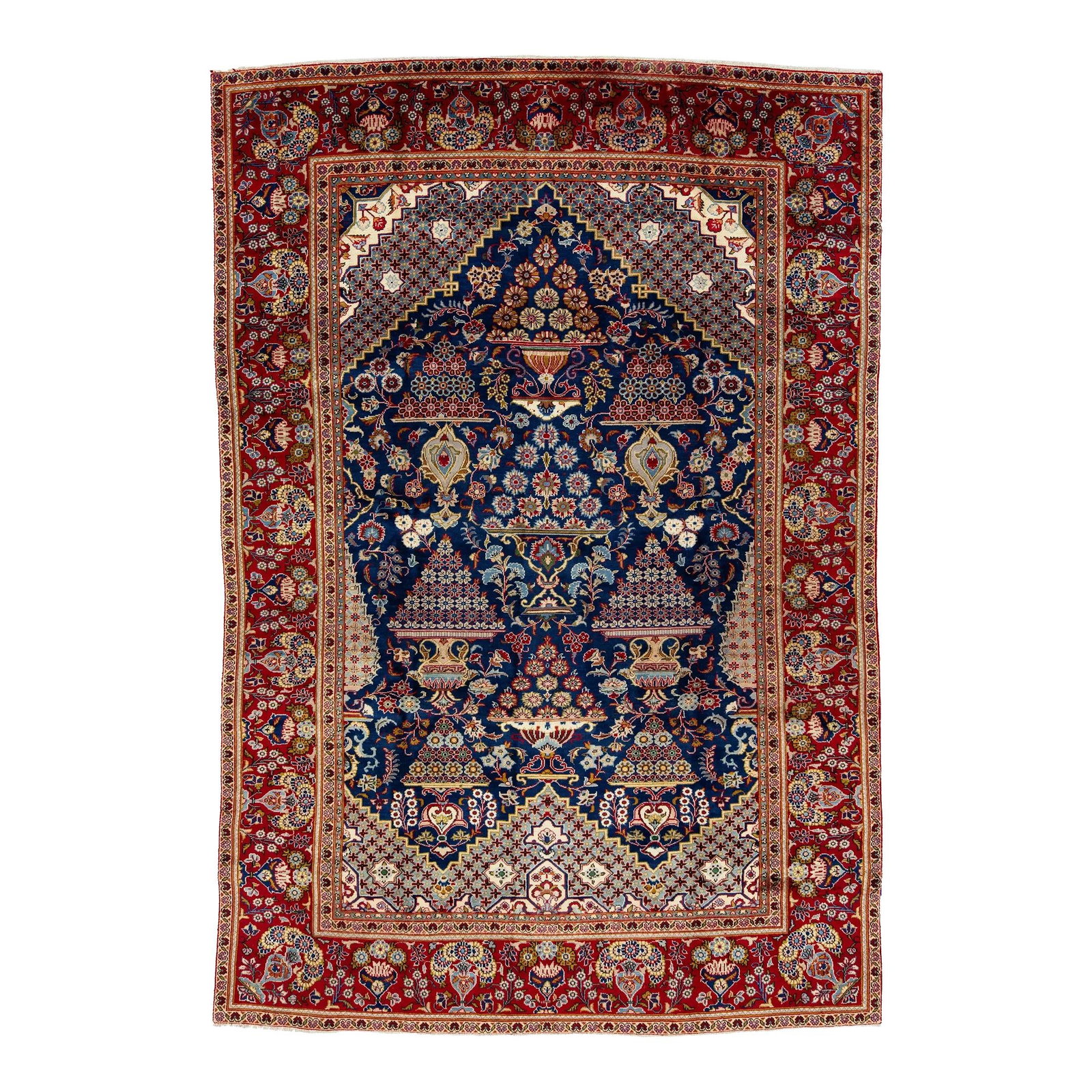 Vintage Kashan Wool Rug Navy Blue Allover Design 7'1'' x 10'1'': Vintage Kashan Wool Rug Navy Blue Allover Design 7'1'' x 10'1'' Enhance your space with this exquisite vintage Kashan handmade wool rug. Featuring a striking navy blue field, the rug showcases an intr
