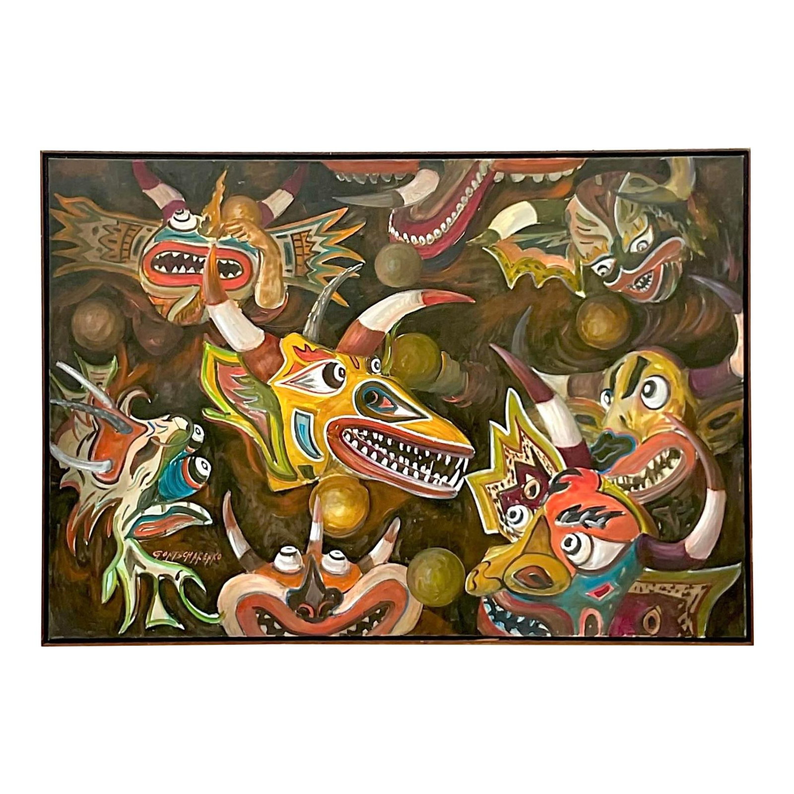 Monumental Vintage Abstract Figurative Oil Painting on Canvas (1 of 10)