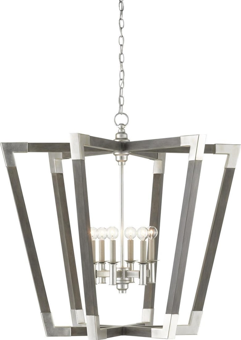 Currey Bastian Large Gray Convertible Chandelier Arts and Crafts Style (1 of 3)